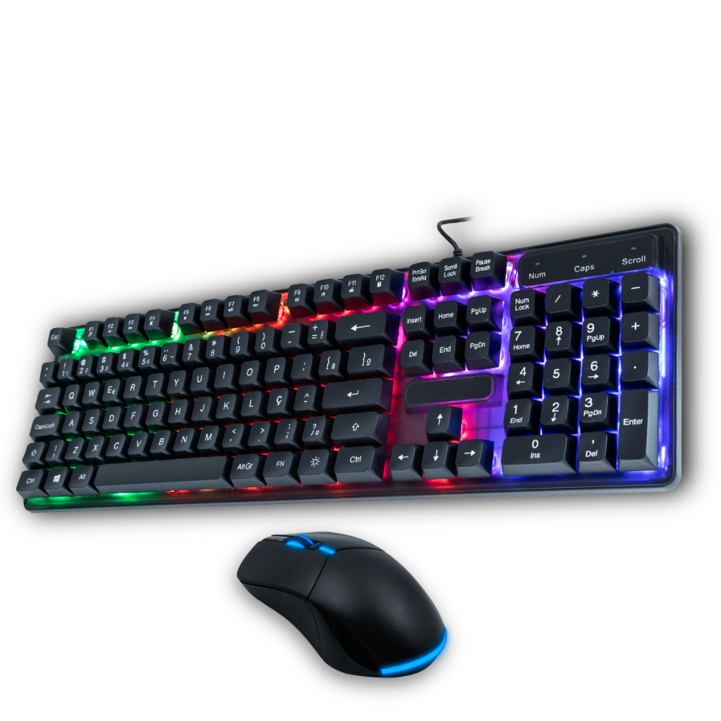 Kit Teclado E Mouse Gamer Rgb Com Fio Usb Ergonômico 1600 DPI Para PC Computador