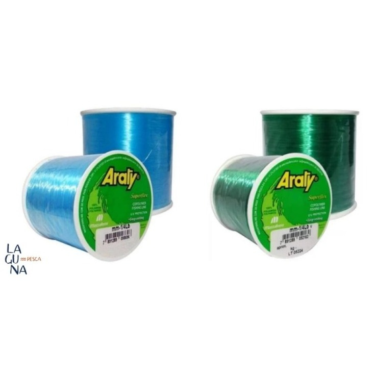 LINHA ARATY SUPERFLEX MONOFILAMENTO 100GR  AZUL E VERDE  (DA 0,25 A 0,60)