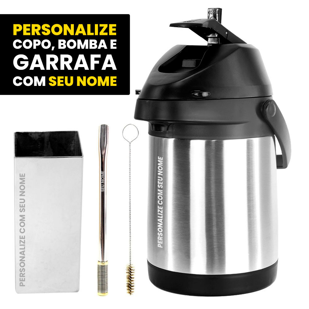 Kit Tereré Inox Garrafa Copo Bomba Bojo Mola 3  - Personalize Seu Nome em Oferta na Shopee