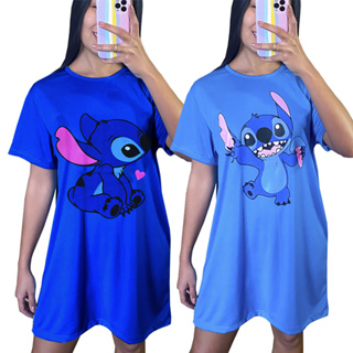 camisão camisola vestido stitch azul personagem em Oferta na Shopee