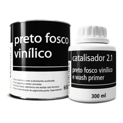 Preto Fosco Vinílico 600ml + Catalisador Maxi Rubber