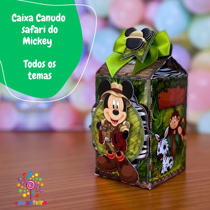 Caixa Milk  lembrancinha Safari do Mickey 3D - Personalizado - 10 UNIDADES – Lembrancinha personalizada para Festa infantil - vários temas