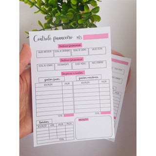 Bloco talão organização financeira rosa 10x15