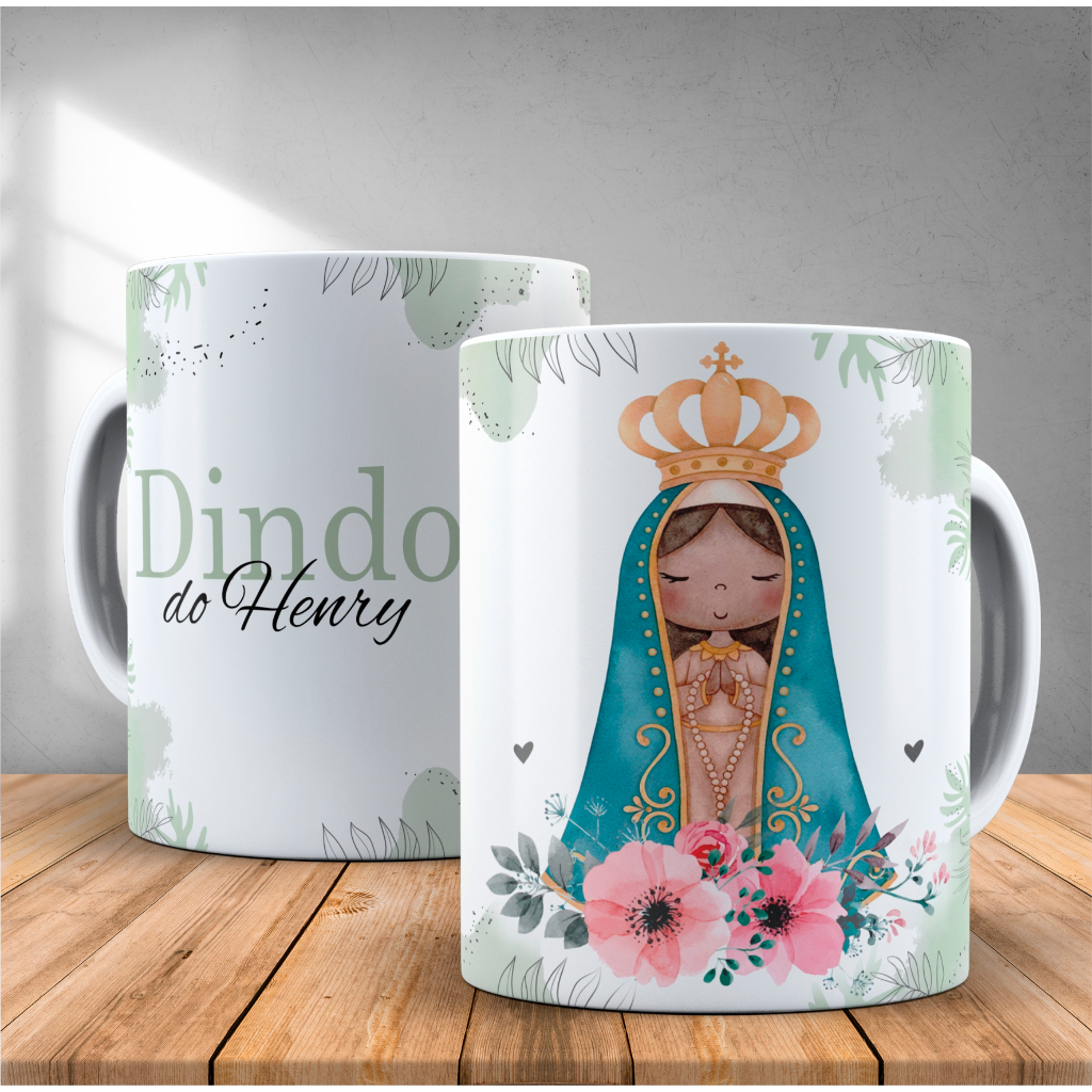 Caneca personalizada madrinha padrinho com nome e frase dinda dindo de consagração para presentear seus padrinhos