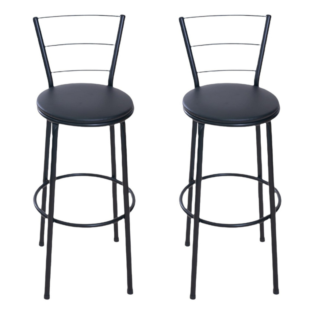 2 Banqueta Banco Banquinho Preto Bar Balcão Cozinha Bitrô Alta