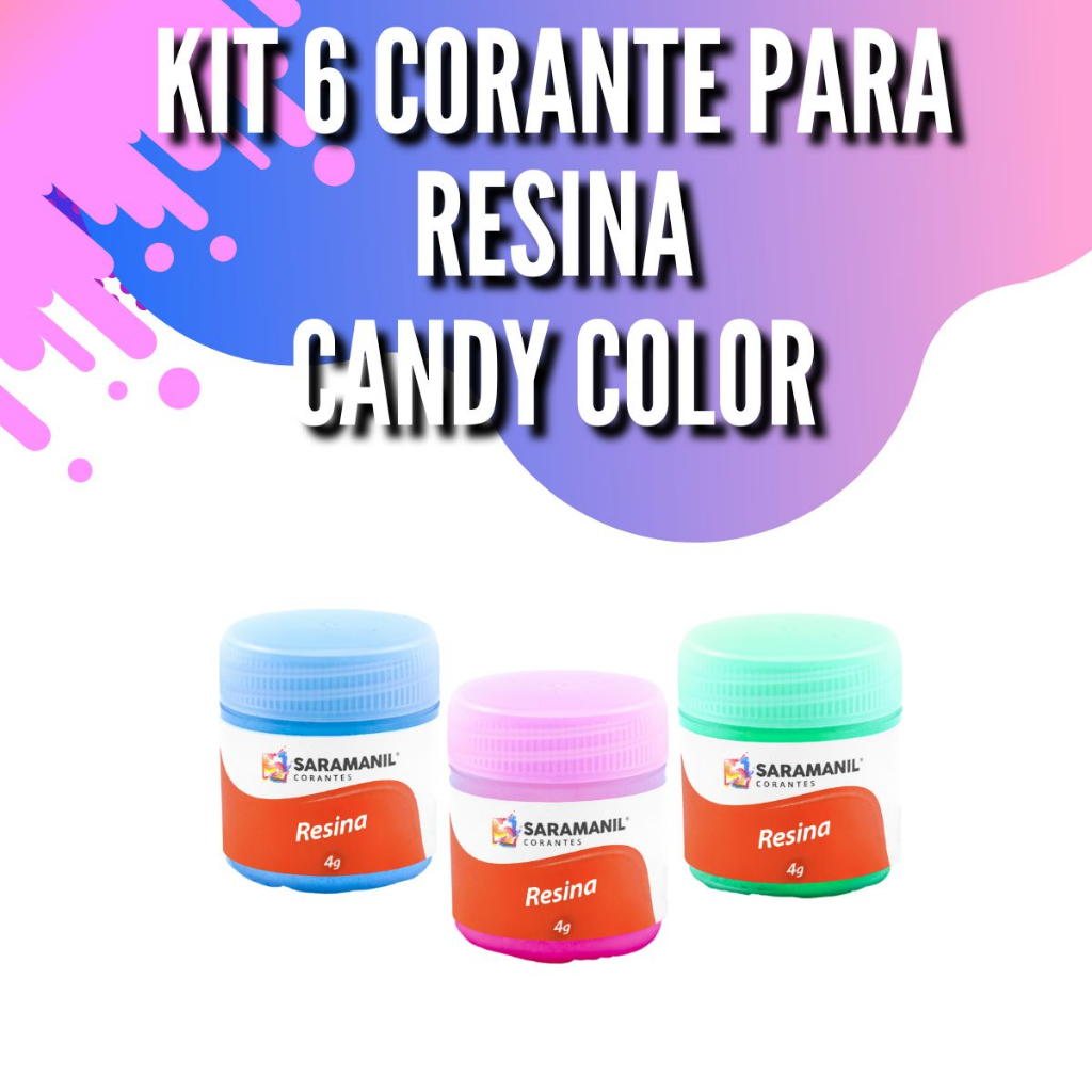 Kit 6 Corante Pigmento Resina Poliéster e Epóxi Candy Color Pó 4g Saramanil Corantes