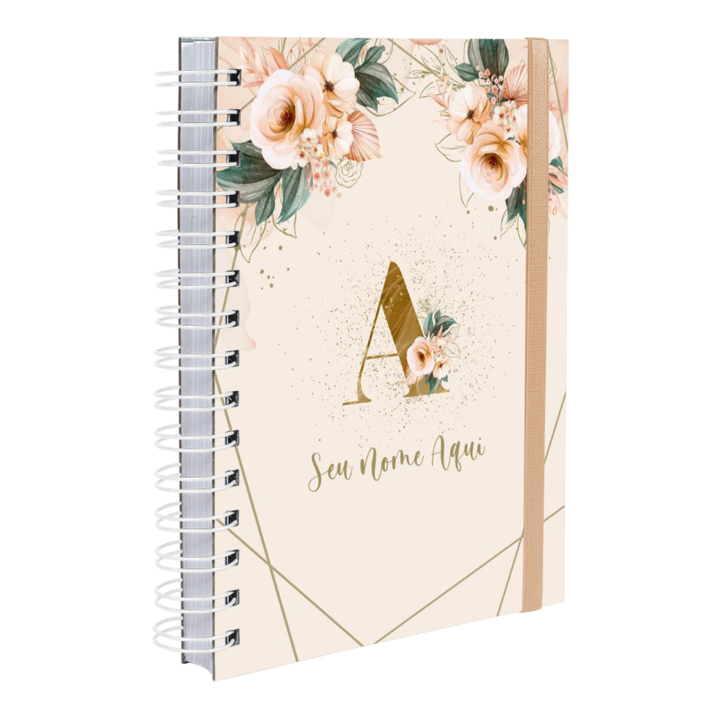 Agenda 2024 Plus Personalizada Monograma Floral Nude Letra