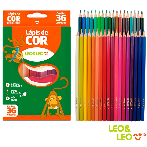 Lápis De Cor 36 Cores Leo Leo em Oferta na Shopee