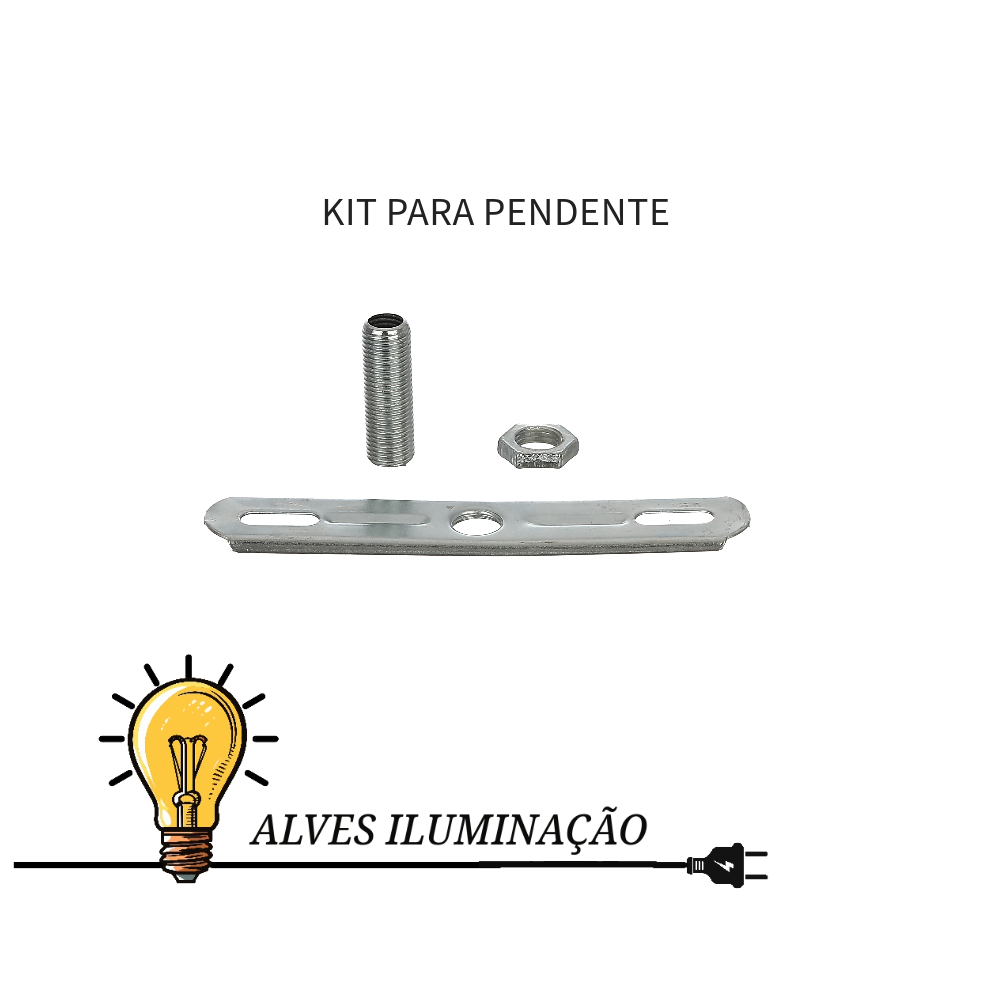 kit componentes para Lustres e Pendentes 100 Porca m-10, 100 Travessa m-10 e 100 Niple 30mm