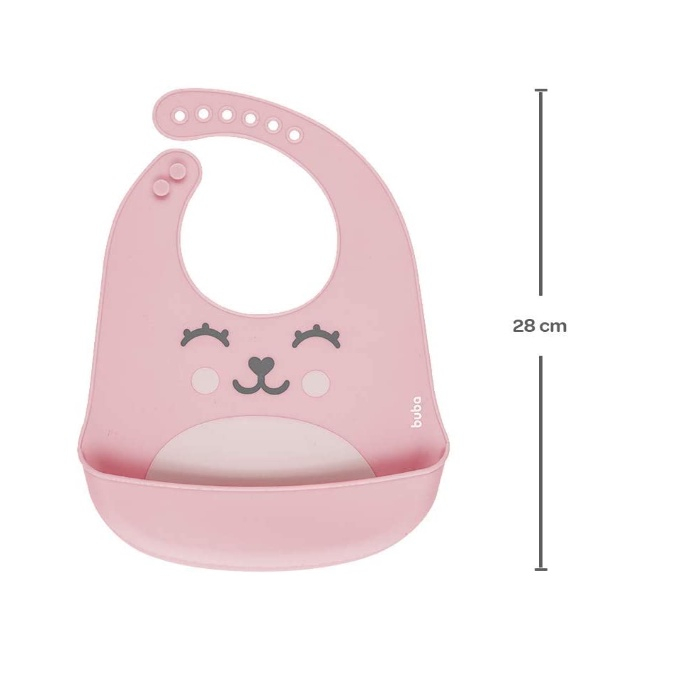 Kit Refeição/Introdução Alimentar bebê Buba (prato divisória, babador pega migalhas Gumy, 2 colheres termossensíveis, copo com alça removível rosa — imagem 2 de 2