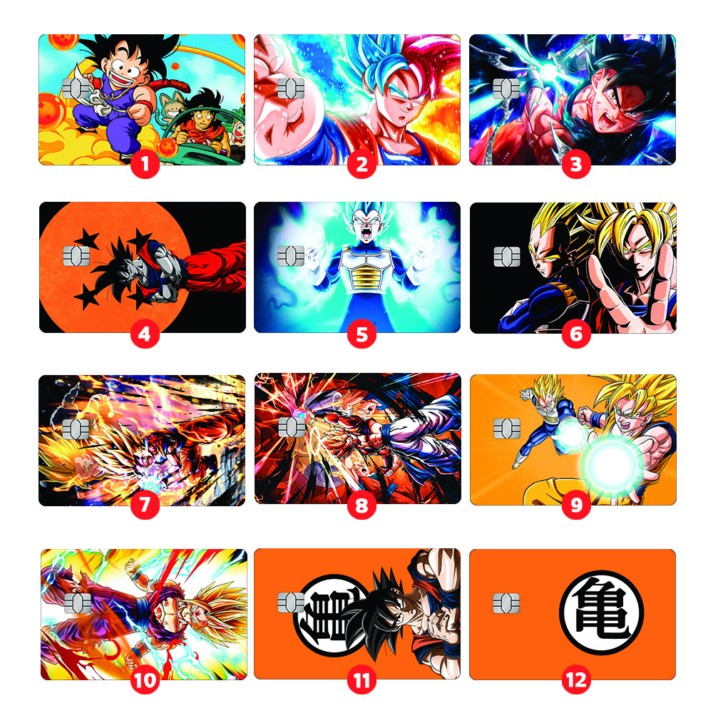 Adesivo para Cartão de credito Dragon Ball Z Goku Anime Skin Pelicula para cartao proteção credito debito vale refeicao