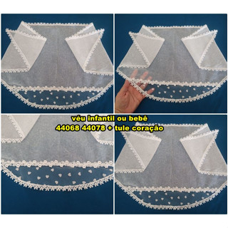 véu infantil 44068 44078 + detalhe em tule coração- formato Bico (2 pontas)