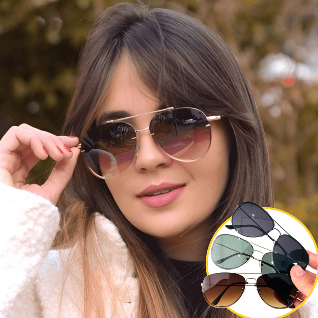 Óculos de Sol Aviador Feminino Masculino Degrade Unissex