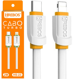 Cabo Carregador USB C Tipo C Lightning Para iPhone Grande Longo Turbo Smartphone Celular Carregamento Rápido 2 Metros Compartível iPhone 14 Abaixo