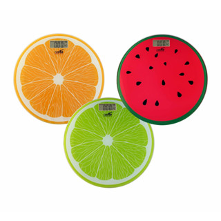 Balança digital corporal de vidro temperado redonda em formato de fruta - 180kg - Casita