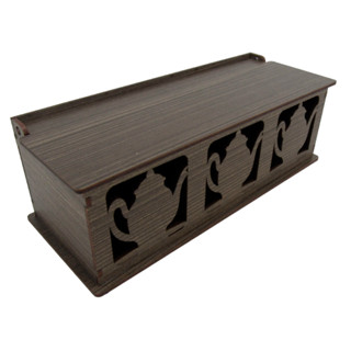 Caixa Organizadora 3 Divisórias Amadeirada Chá Bule MDF 25x10x8 cm