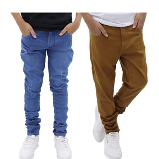 Kit 2 calça Jeans e sarja Masculino infanto juvenil 2 ao 16 meninos em Oferta na Shopee