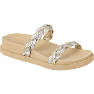 Sandália Feminina Rasteirinha Tamanco Papete Birken Flatform Tiras Trançadas Glitter Original Brilho Gigil