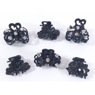Mini Piranha De Cabelo/metal Com Strass preto/ prata/dourado