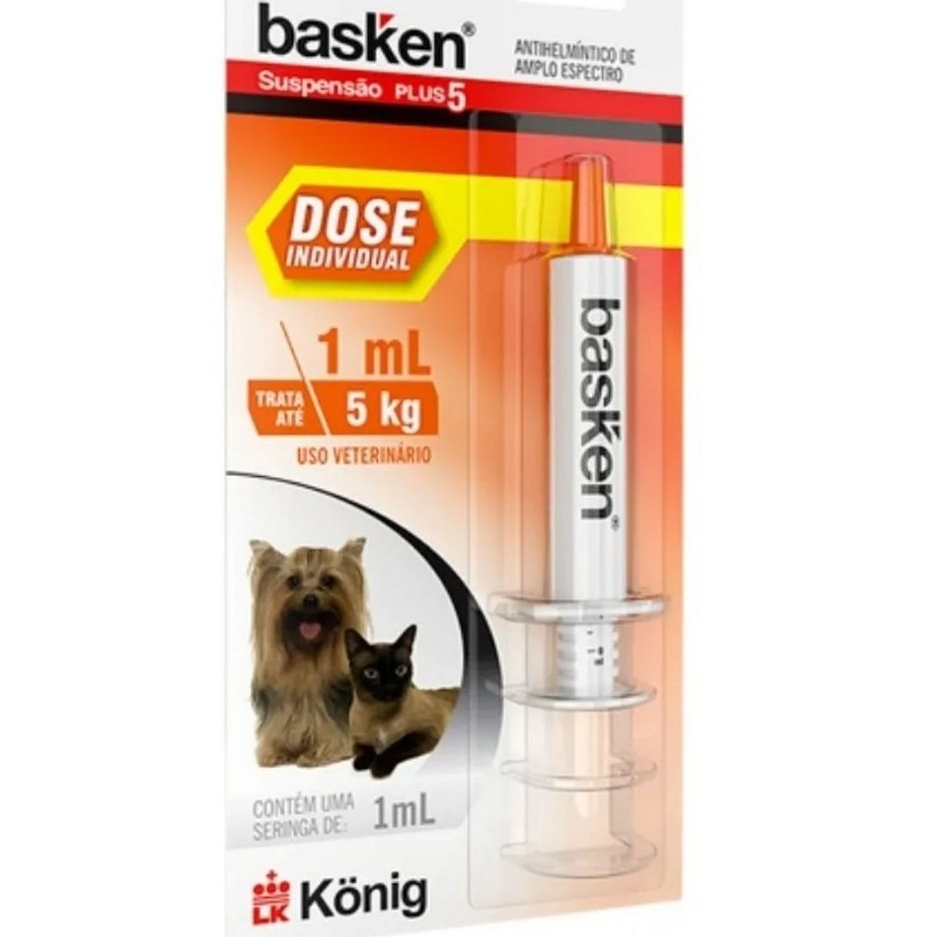 Vermífugo Basken Plus Suspensão 1ml para Cães e Gatos de até 5kg König
