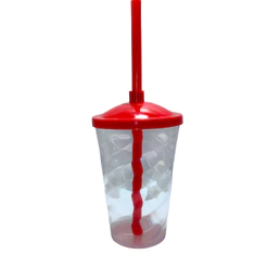60 Copos Twister Acrílico Transparente 400ml C/ Tampa e Canudo