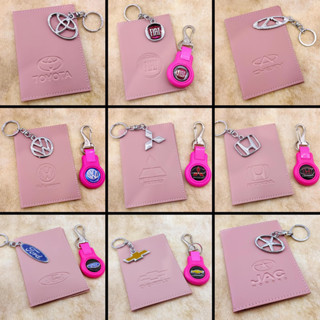 Kit Automotivo Feminino Rosa Porta Documentos + Chaveiro Automotivo Todas as Marcas