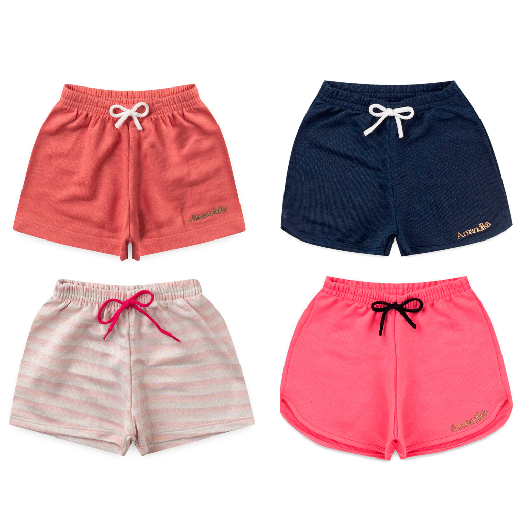 Kit Com 3 Shorts Feminino Infantil Menina L66