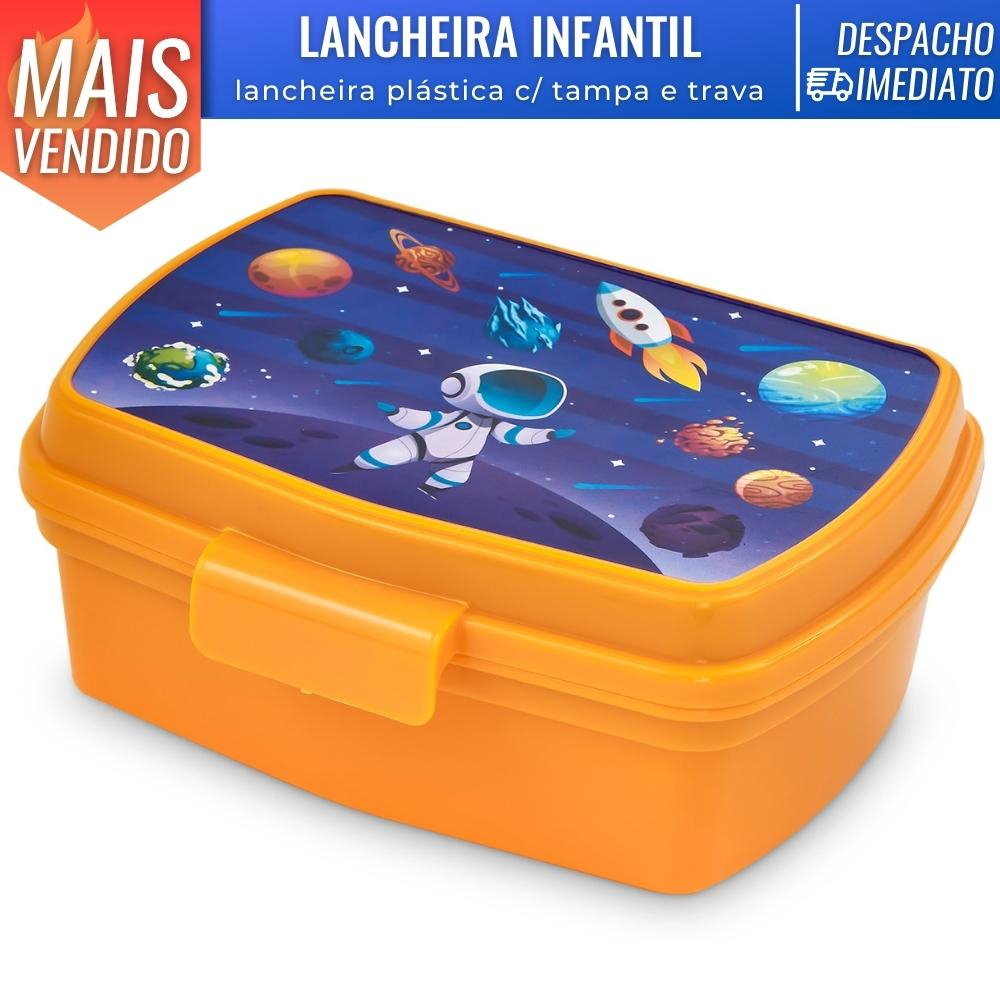 Lancheira Escolar Infantil Grande Com Divisoria Colorida Organizador de Refeição Didático Bebê Homem Aranha / Princesa / Tubarãozinho / Shark / Dinossauro / Astronauta / Love / Carros / Marvel