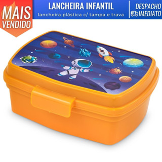 Lancheira Escolar Infantil Grande Com Divisoria Colorida Organizador de Refeição Didático Bebê Homem Aranha / Princesa / Tubarãozinho / Shark / Dinossauro / Astronauta / Love / Carros / Marvel