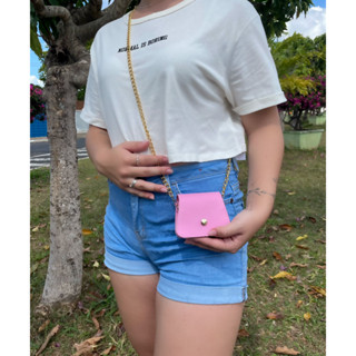 Bolsa CrossBody Feminina Alça Corrente com Enfeite Dourado Alice Borba