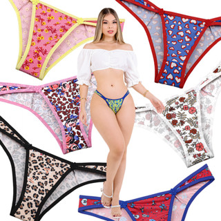 KIT 10 calcinhas adulto microfibra estampada tanga cintura media revenda