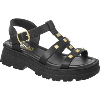 Sandália Feminina Infantil Plataforma Anabela Spike Pirâmide Metalizada Confortável Leve Moda Blogueira Promoção Original