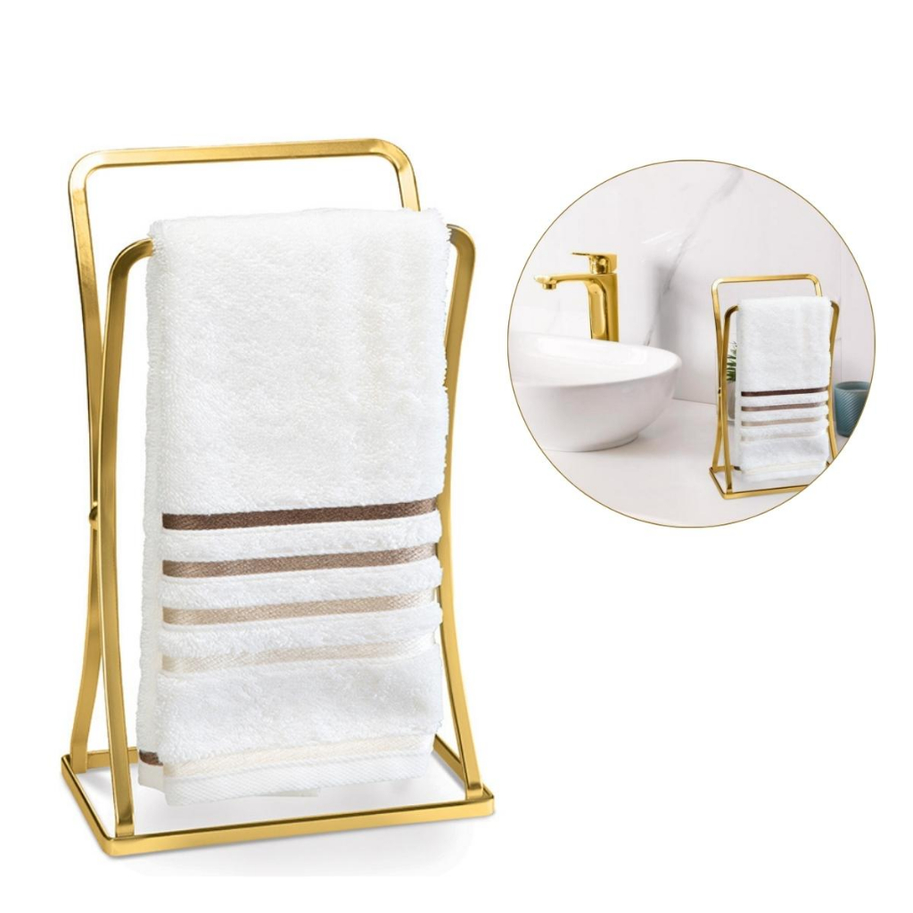 Porta Toalha Rosto Bancada Lavabo Banheiro Pia Dourado Luxo Arthi