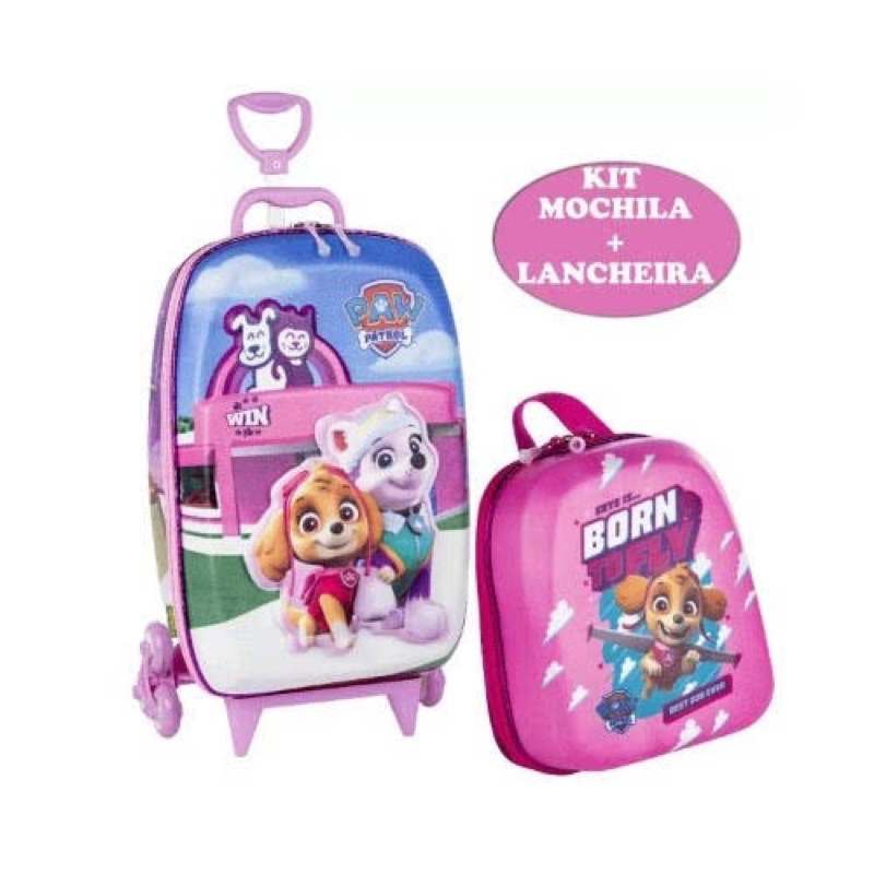 Kit Mochilete 3D com Lancheira Patrulha Canina Pet Shop Maxtoy