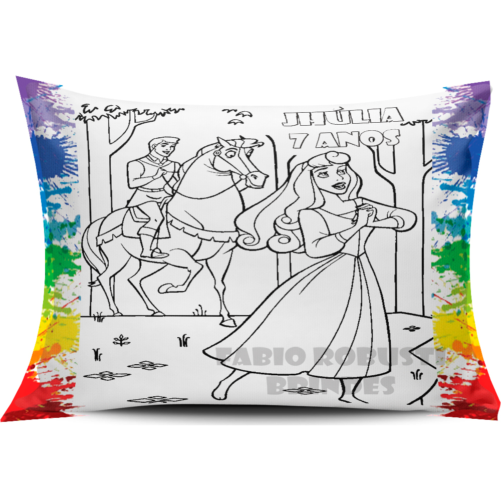 20 Almofada Personalizada para Colorir BELA ADORMECIDA Princesa Aurora Lembrancinha Infantil Pinte e Lave Qualquer Tema