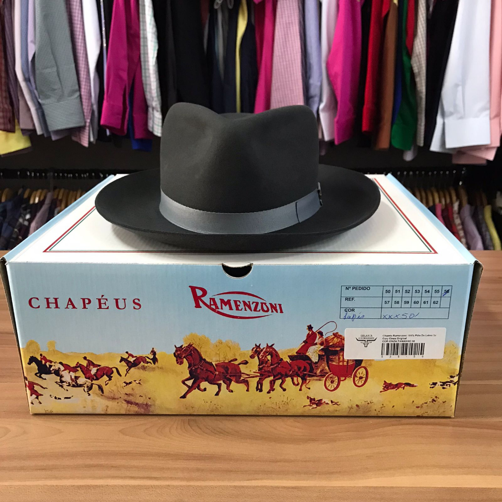 Chapéu Ramenzoni 100% Pêlo De Lebre 3x Cury Cinza Original