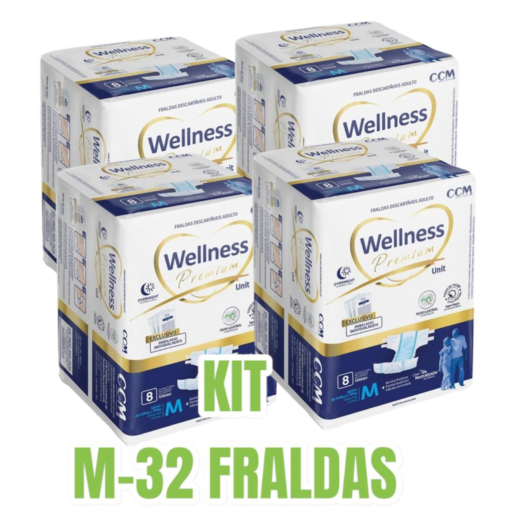 Fralda Geriátrica noturna Wellness Premium KIT COM 4 PACOTES TOQUE DE ALGODÃO