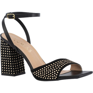 Sandália Feminina Salto Bloco Alto Grosso Confortável Hotfix Brilho Fashion Moda Comfort Macia