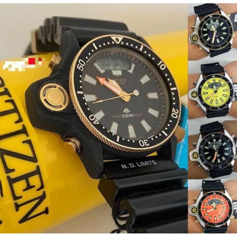 relógio citzen Aqualand borracha luxo masculino esporte