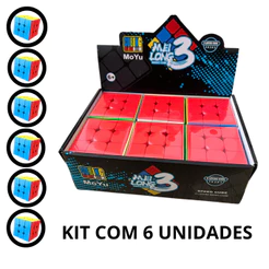 Kit com 6 unidades Cubo Mágico Profissional 3x3x3 Stickerless Original Moyu