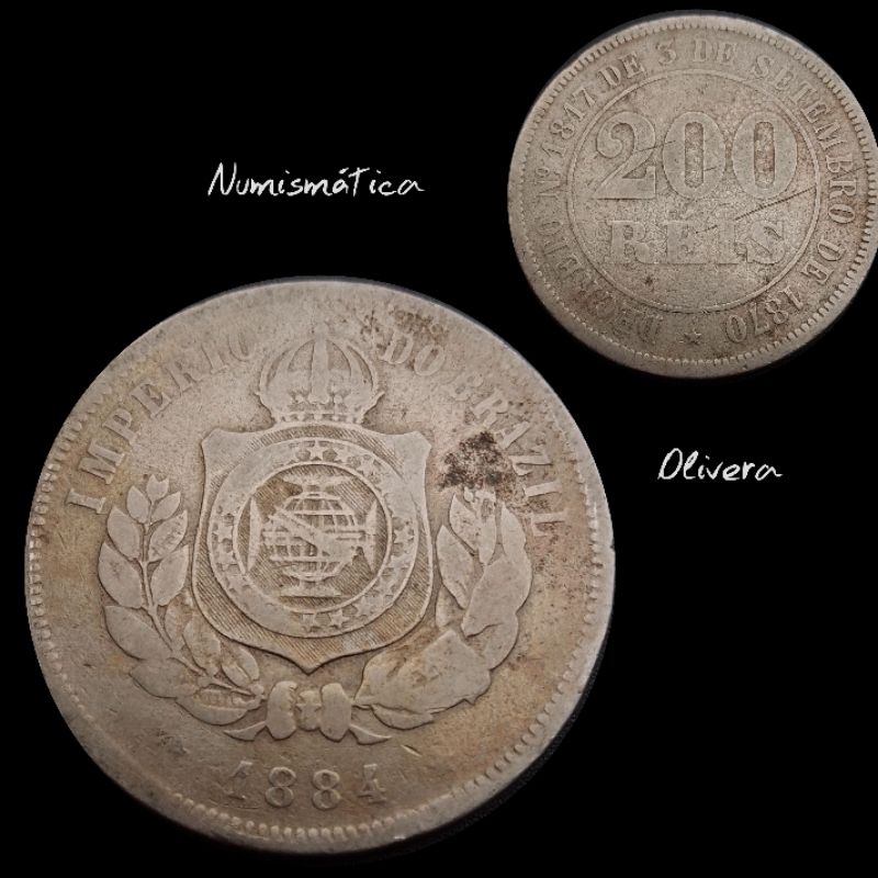 L.: 0096 - Moeda antiga Brasil 200 réis 1884.