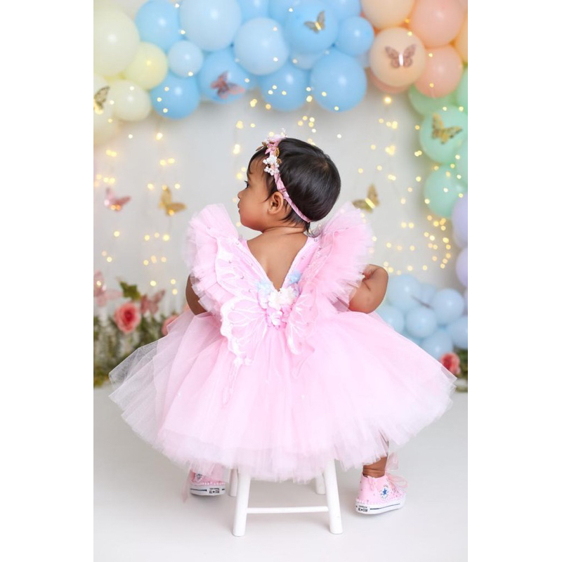 vestido jardim encantado luxo menina roupa festa feminina infantil mini diva com asinha tule glitter