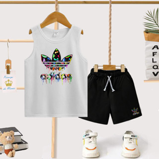 Conjunto Infantil Menino Camiseta e Bermuda Cavada Regata Roupa Criança Masculino