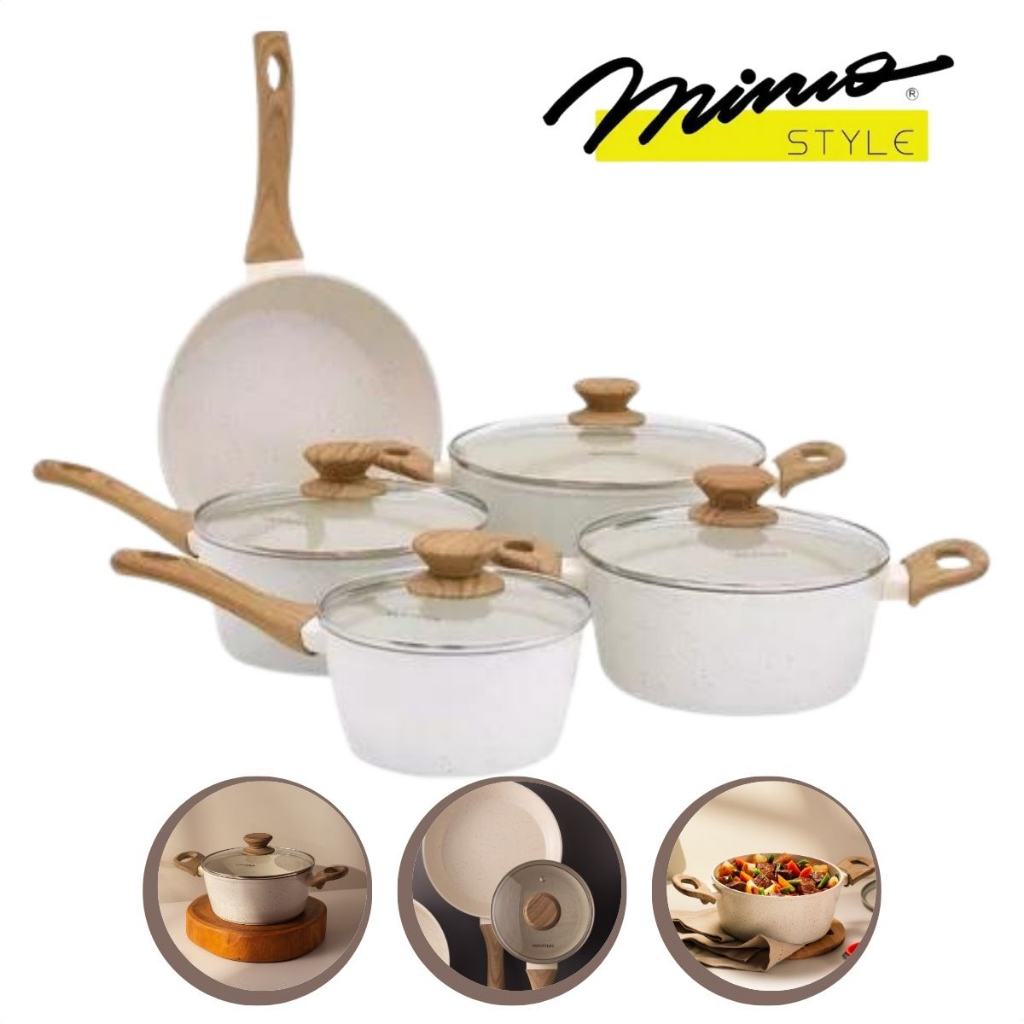 Jogo Panelas Ceramica Fundo Triplo Indução Marmol Mimo Style - Home & Living