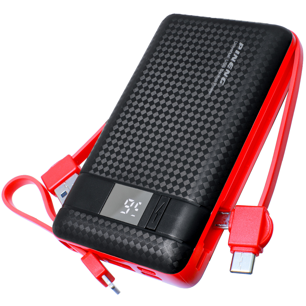 Bateria Externa Power Bank Pineng Slim Original 10000mah Visor LED USB 3x1 Tipo C Lightning Micro Usb