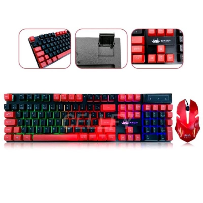 Kit Teclado e Mouse Gamer Semi-Mecânico Silencioso RGB Prova D'Água Ergonômico