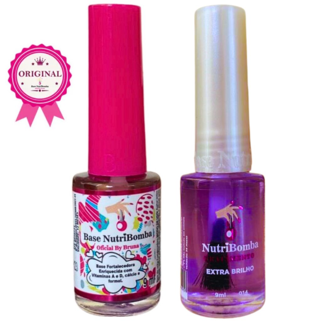 Base Nutribomba Fortalecedora + Extra Brilho Esmalte Finalizador em Oferta na Shopee