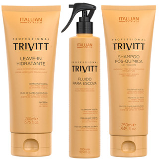KIT SHAMPOO PÓS QUÍMICA 250ML LEAVE-IN 200ML E FLUIDO PARA ESCOVA 300ML