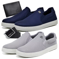Kit 2 Tênis Masculino Slip On Sapatênis Casual Básico Polo Fran Com Carteira Cinto Bali