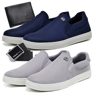 Kit 2 Tênis Masculino Slip On Sapatênis Casual Básico Polo Fran Com Carteira Cinto Bali em Oferta na Shopee